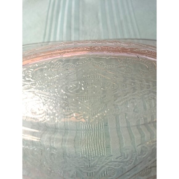 Pink Depression Glass Serving Dish  JEANETTE ADAM Pattern 1930s Small Chip - Picture 10 of 10